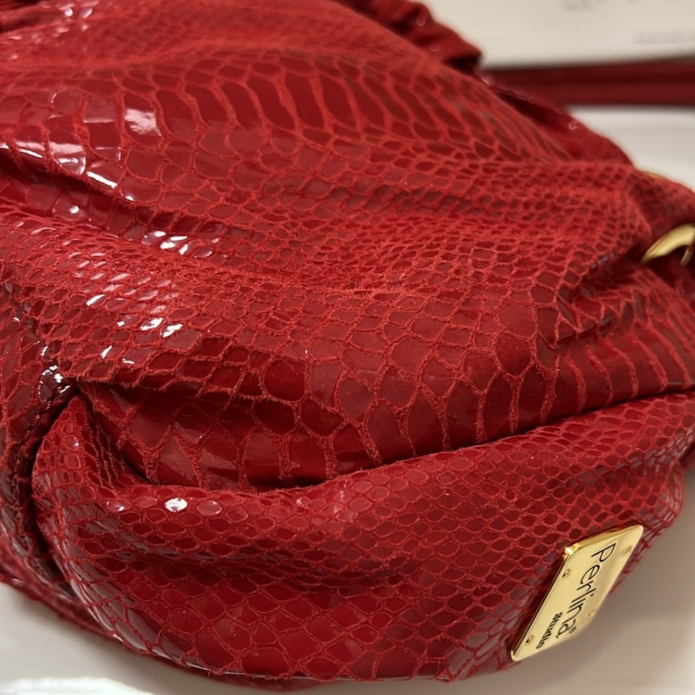 NWOT Perlina Studio Coated Suede Snakeskin Purse - Picture 8 of 15